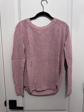 LOFT Dusty Rose Marled Crewneck Sweater